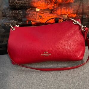 Coach Charlie Cherry Red Leather Bag. EUC